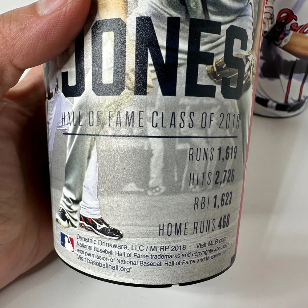 2 Chipper Jones Atlanta Braves Hall of Fame Class 2018 Souvenir Cups Coca-Cola